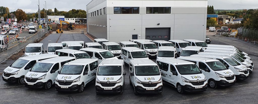 Retail Asset Solution's new fleet additions. Vehicles parked outside RAS headquarters.
